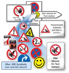 Hinweis und Verbotsschilder gestalten und drucken